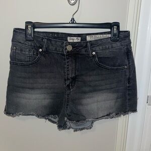 Black denim shorts